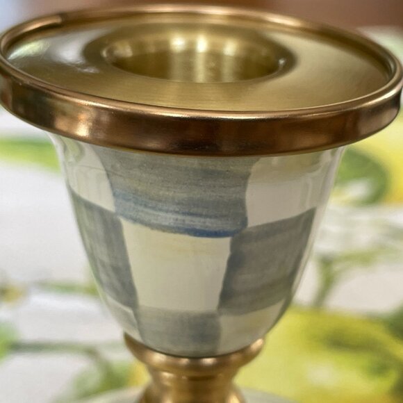 *MacKenzie-Childs Sterling Check Short Candlestick -NEW - Picture 11 of 14